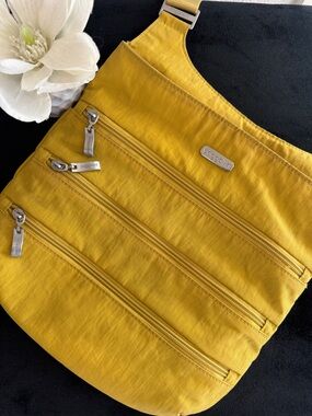 Baggallini Mustard Yellow Multi-Zip Crossbody Bag